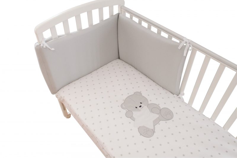 coordinato letto piumone paracolpi sfilabile federa teddy star grigio made in italy bimbi viareggio