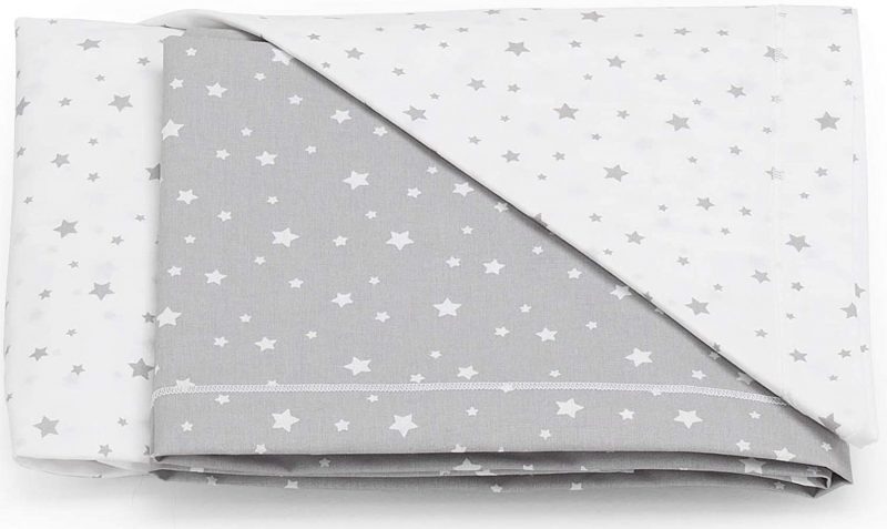 set lenzuola carrozzina sopra sotto federa italbaby line stelline grigio