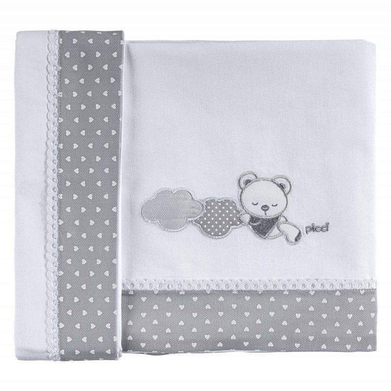 set lenzuolo sopra sotto federa linea sleepy cuori perla picci made in italy bimbi viareggio