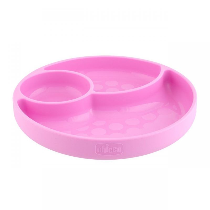 piatto silicone con ventosa rosa pappa chicco bimbi viareggio