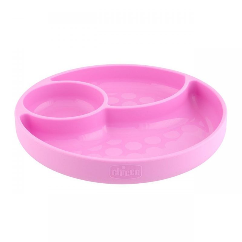 piatto silicone con ventosa rosa pappa chicco bimbi viareggio rosa