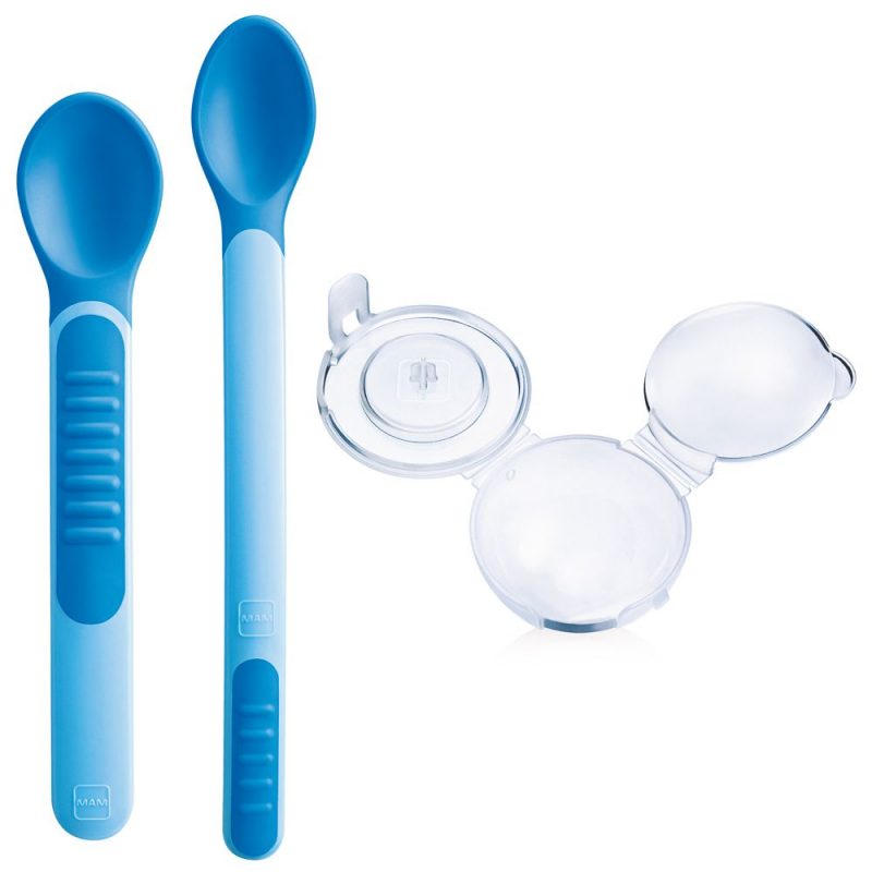 Cucchiaini con coperchio - posate per bambini azzurro mAM BIMBI VIAREGGIO