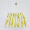 abito in jersey giallo e bianco manica con rouche maperò bimbi viareggio