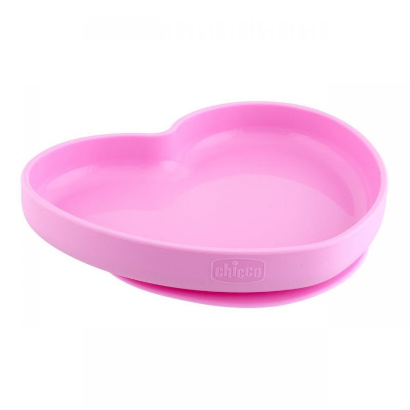 Piatto Cuore in Silicone con Ventosa svezzamento 9m+ chicco bimbi viareggio rosa