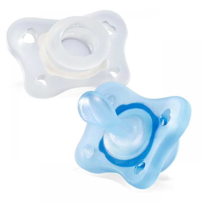 Gommottino 0-2m silicone 2 pz soft sense Chicco bimbi viareggio azzurro